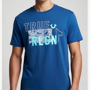 True Religion Mixed Media Logo SS Graphic T-Shirt